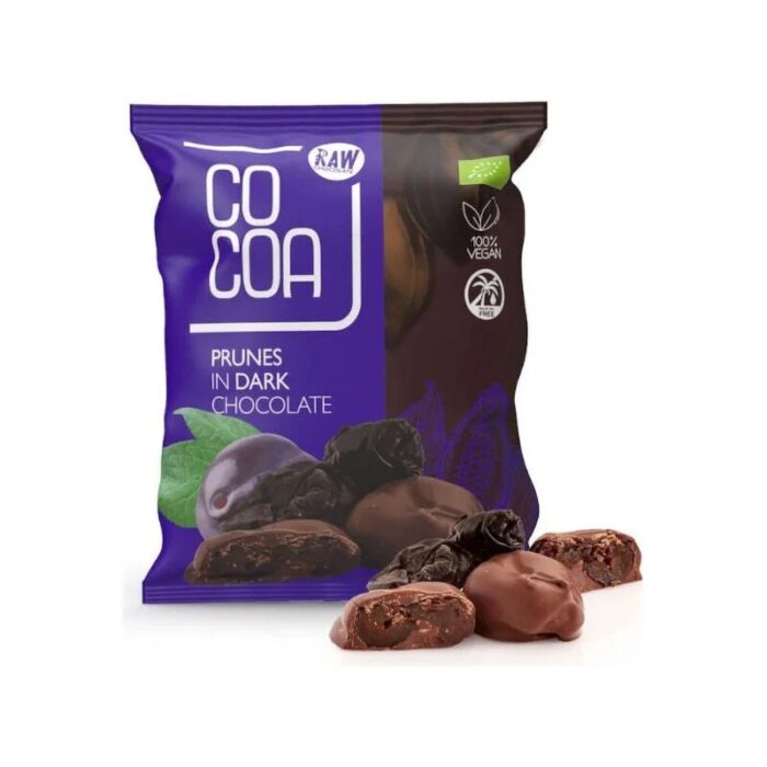 ŚLIWKI KALIFORNIJSKIE W CZEKOLADZIE CIEMNEJ BIO 70 g - COCOA - obrazek 1