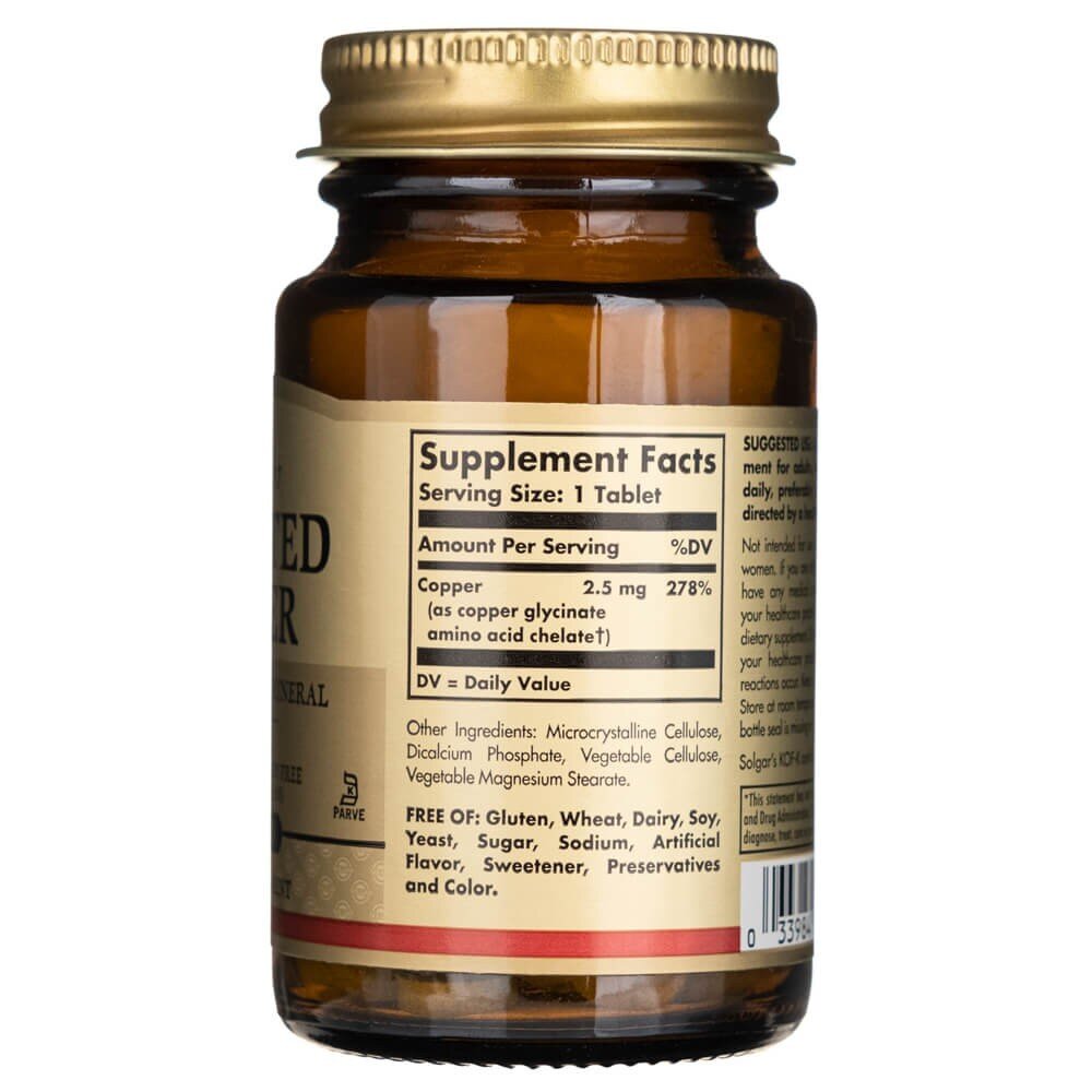 sol640-2-1.jpg Solgar Miedź chelat aminokwasowy 2,5 mg - 100 tabletek - obrazek 2