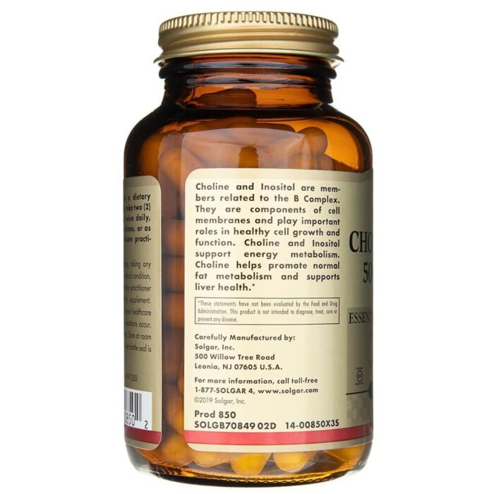 Solgar Cholina 500 mg / Inozytol 500 mg - 100 kapsułek - obrazek 4