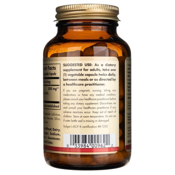 Solgar L-Cysteina 500 mg - 90 kapsułek - obrazek 3