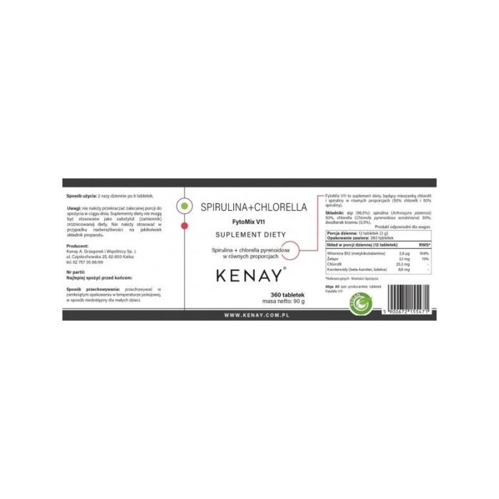 SPIRULINA CHLORELLA FYTOMIX V11 360tabl. - obrazek 2