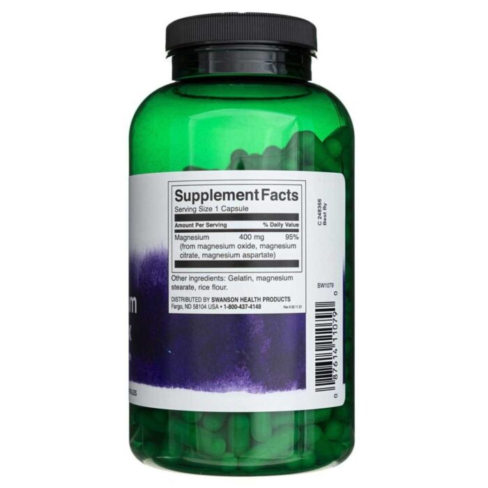 Swanson Triple Magnesium Complex (kompleks 3 form magnezu) - 300 kaps - obrazek 2