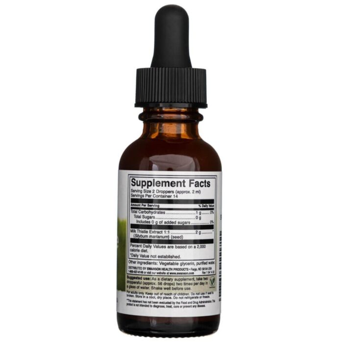 Swanson Ostropest Plamisty (Milk Thistle Liquid Extrat) krople 29.6 ml - obrazek 2