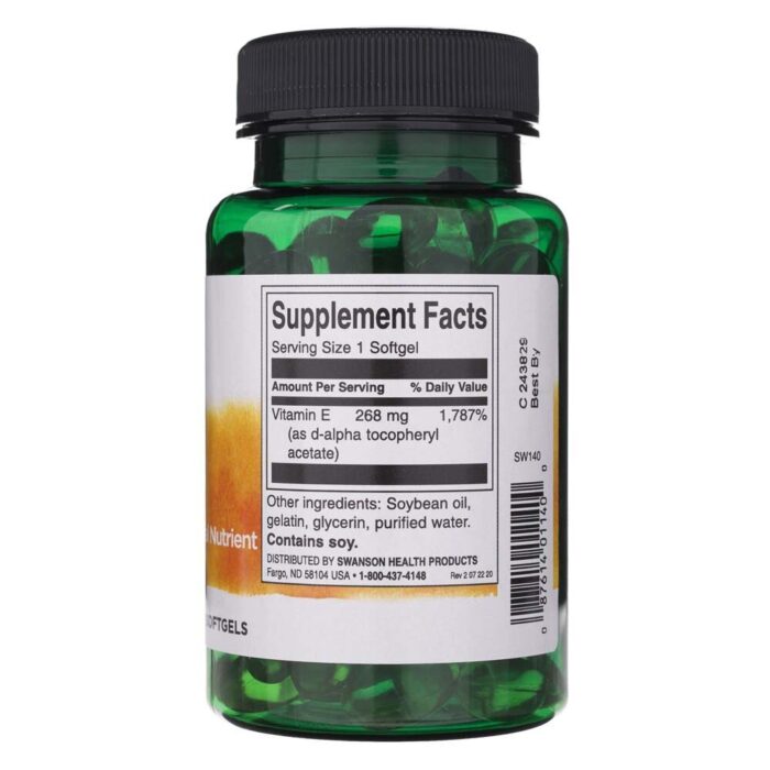 Swanson Witamina E naturalna 400 IU - 100 kapsułek - obrazek 2