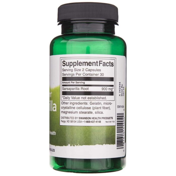 Swanson Sarsaparilla Root (Kolcorośl sarsaparyla) 450 mg - 60 kapsułek - obrazek 5