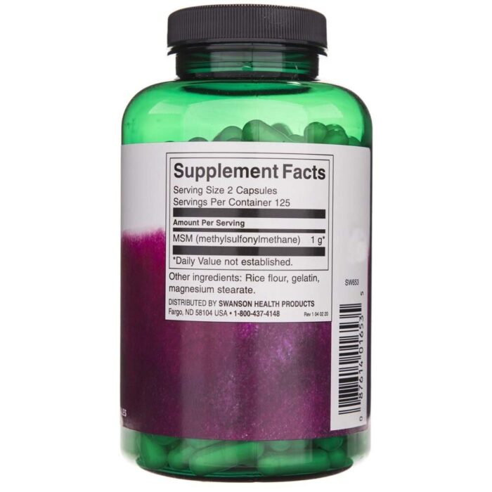 Swanson MSM (siarka organiczna) 500 mg - 250 kapsułek - obrazek 2