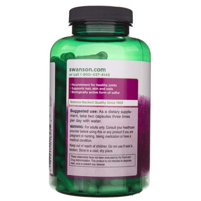 Swanson MSM (siarka organiczna) 500 mg - 250 kapsułek - obrazek 3