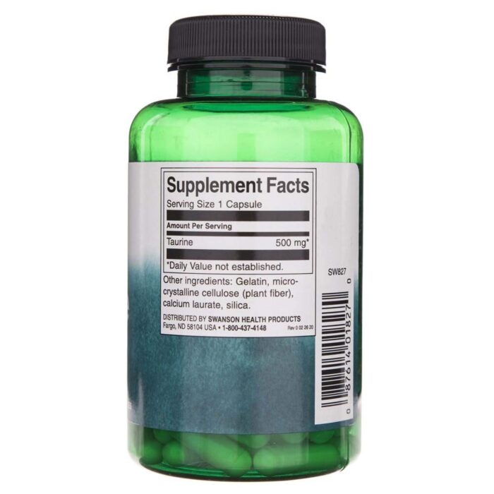 Swanson Tauryna 500 mg - 100 kapsułek - obrazek 2