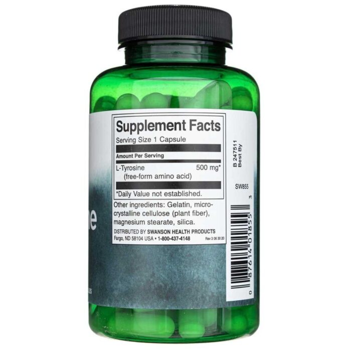 Swanson L-Tyrosine (L-Tyrozyna) 500mg - 100 kapsułek - obrazek 2