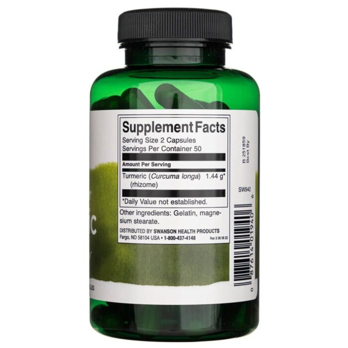 Swanson Kurkuma (Turmeric) 720 mg - 100 kapsułek - obrazek 2