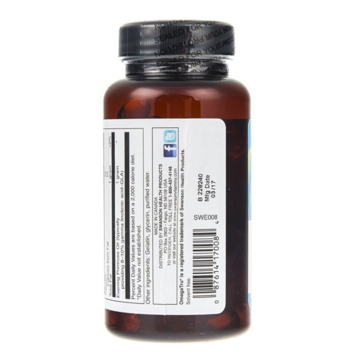 Swanson Evening Primorose Oil EPO (Olej z wiesiołka) - 100 kapsułek - obrazek 3