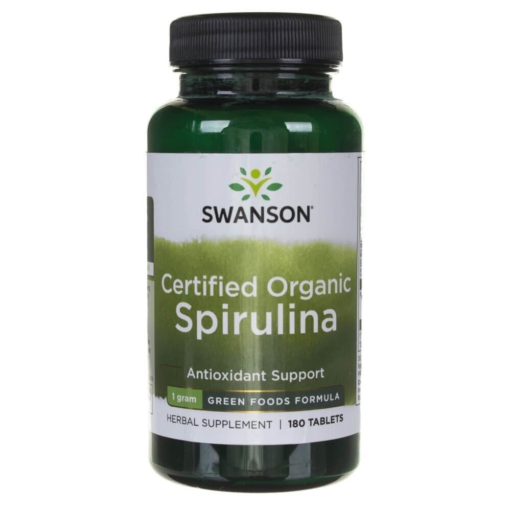 swr044-1-1.jpg Swanson Spirulina certyfikowana - 180 tabletek - obrazek 1