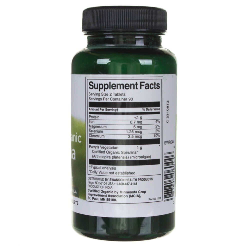 swr044-2-1.jpg Swanson Spirulina certyfikowana - 180 tabletek - obrazek 2