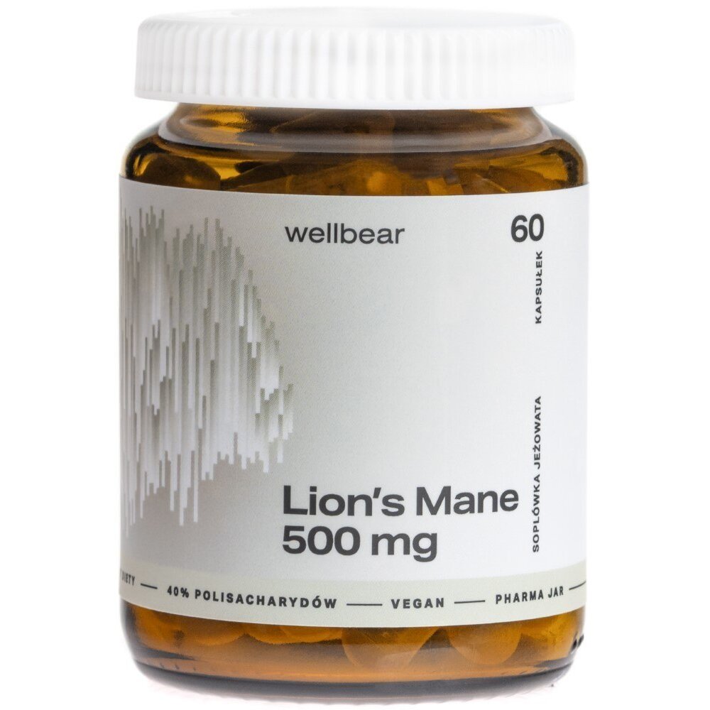 well-0673-lions-mane-1-1.jpg Wellbear Lion's Mane (Soplówka jeżowata) 500 mg - 60 kapsułek - obrazek 1