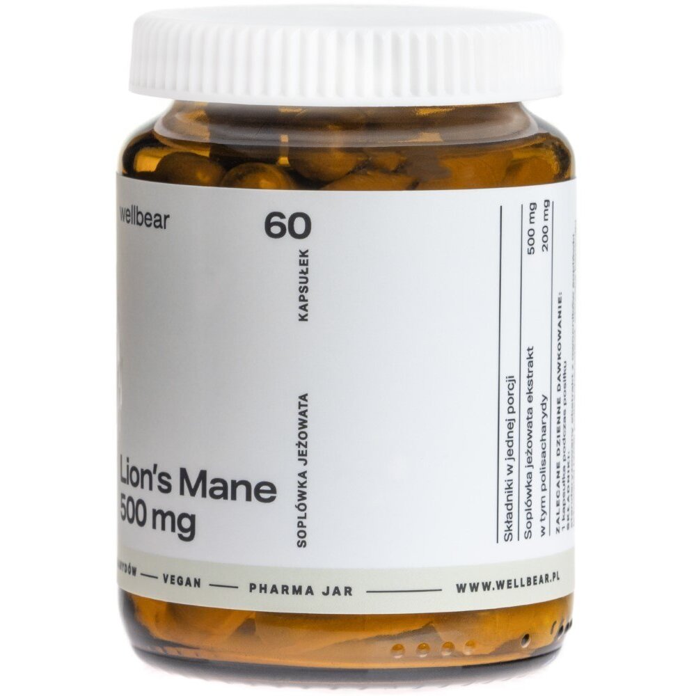 well-0673-lions-mane-3-1.jpg Wellbear Lion's Mane (Soplówka jeżowata) 500 mg - 60 kapsułek - obrazek 3
