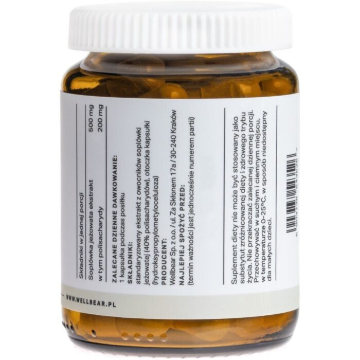 Wellbear Lion's Mane (Soplówka jeżowata) 500 mg - 60 kapsułek - obrazek 4