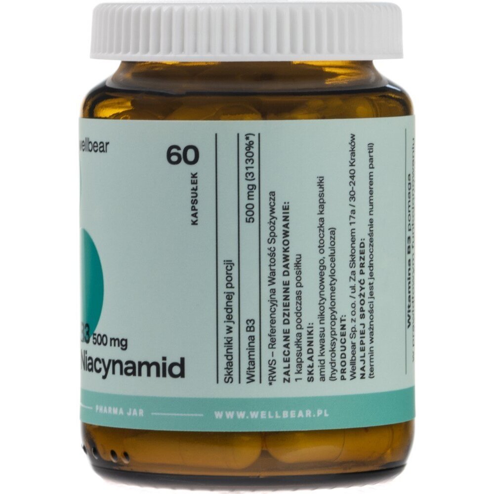 well-0727-wit-b3-4-1.jpg Wellbear Witamina B3 500 mg (Niacynamid) - 60 kapsułek - obrazek 4