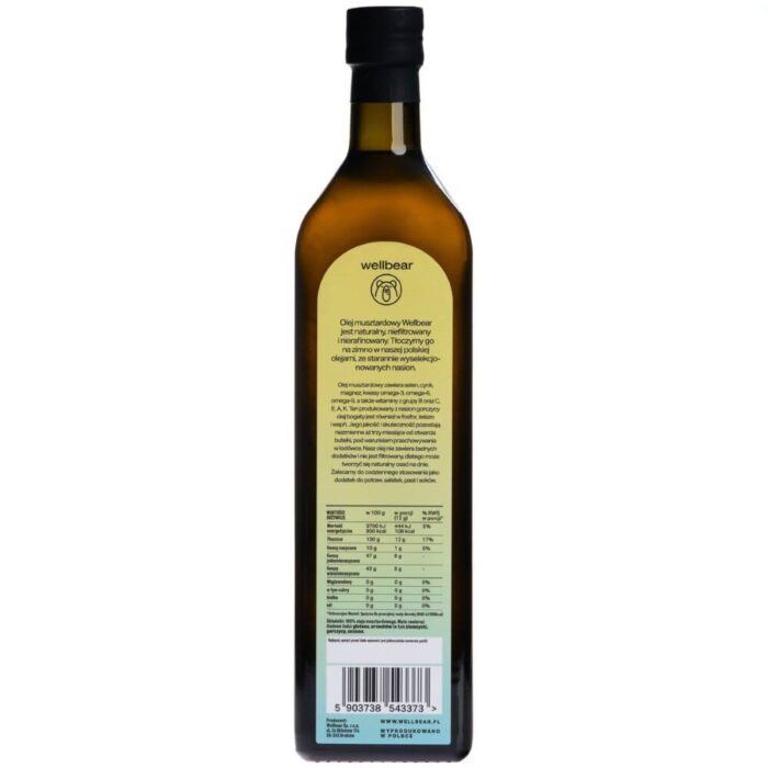 Wellbear Olej musztardowy zimnotłoczony - 1000 ml - obrazek 3