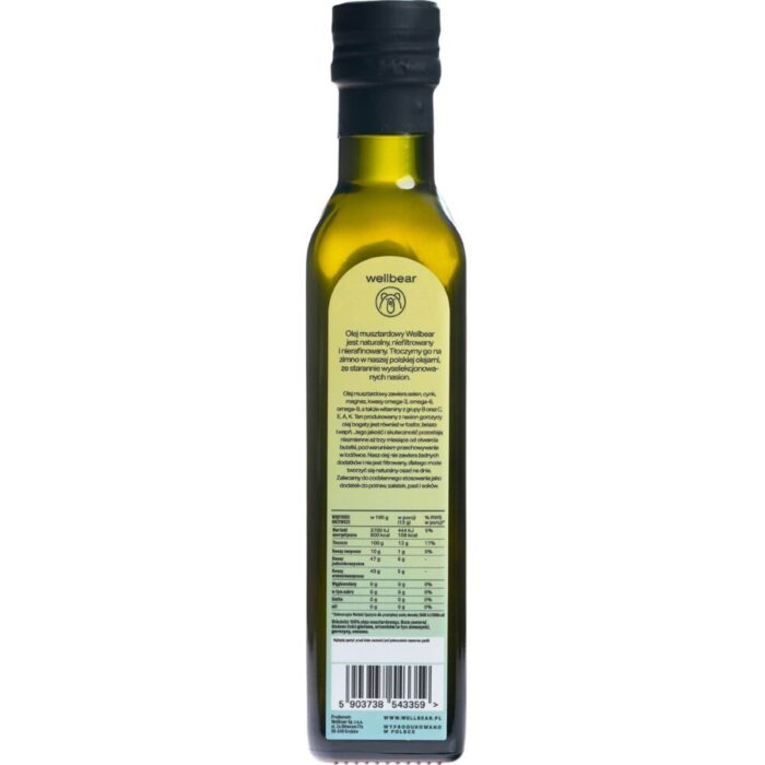 Wellbear Olej musztardowy zimnotłoczony - 250 ml - obrazek 3