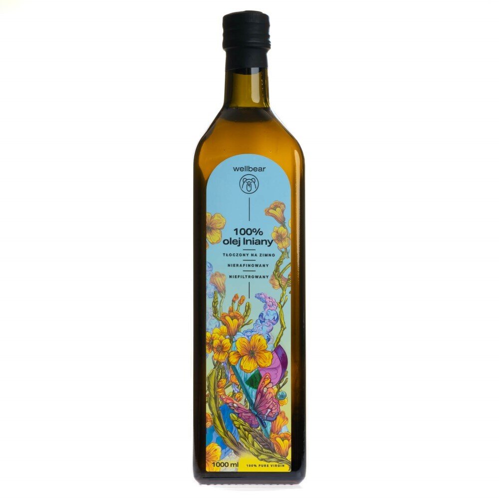 well-len-ol-1000-1-1.jpg Wellbear Olej lniany zimnotłoczony - 1000 ml - obrazek 1