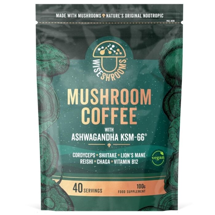 Wiseshrooms Kawa grzybowa z Ashwagandhą KSM-66 - 100 g - obrazek 1